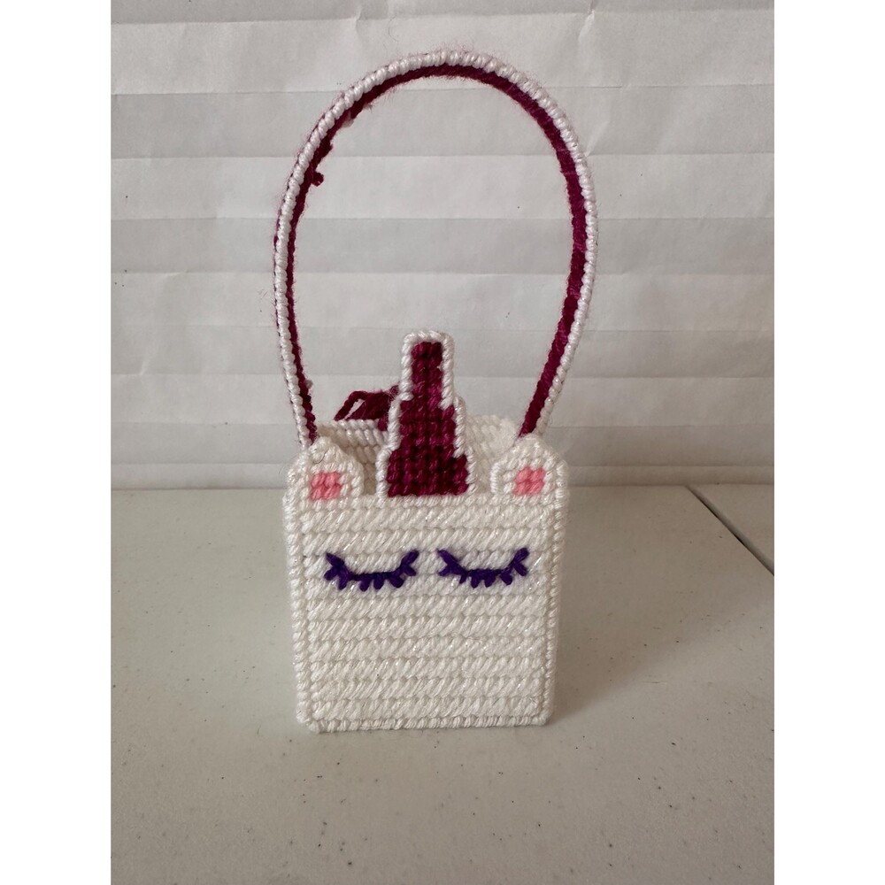 Mini Unicorn Easter Basket White Burgundy, Kids Easter Bucket, Girl Easter Gift